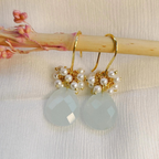 Samira Blue stone Brass Earrings