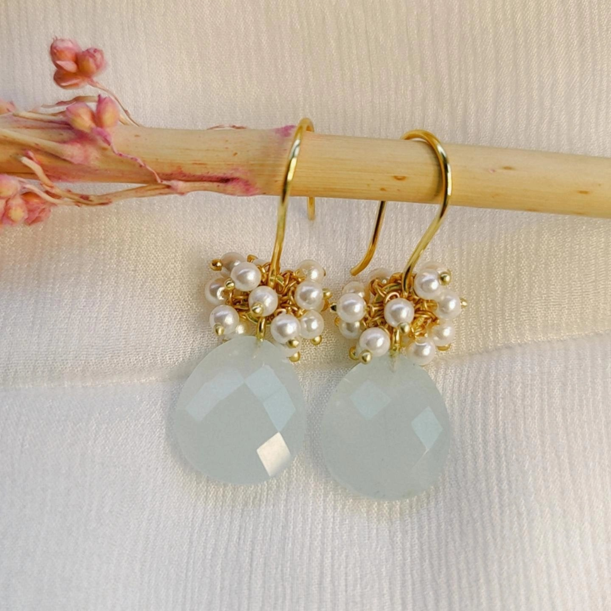 Samira Blue stone Brass Earrings