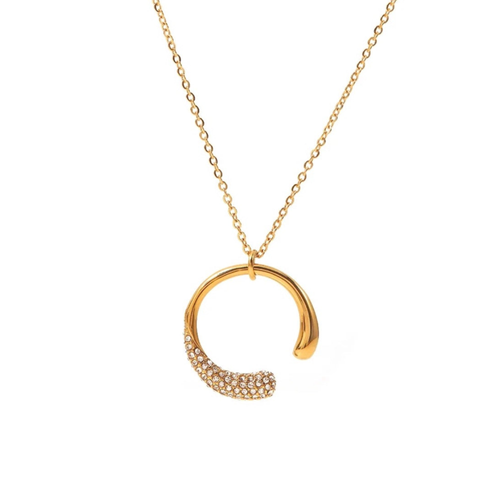Ariel Zircon Studded Crescent Moon Necklace