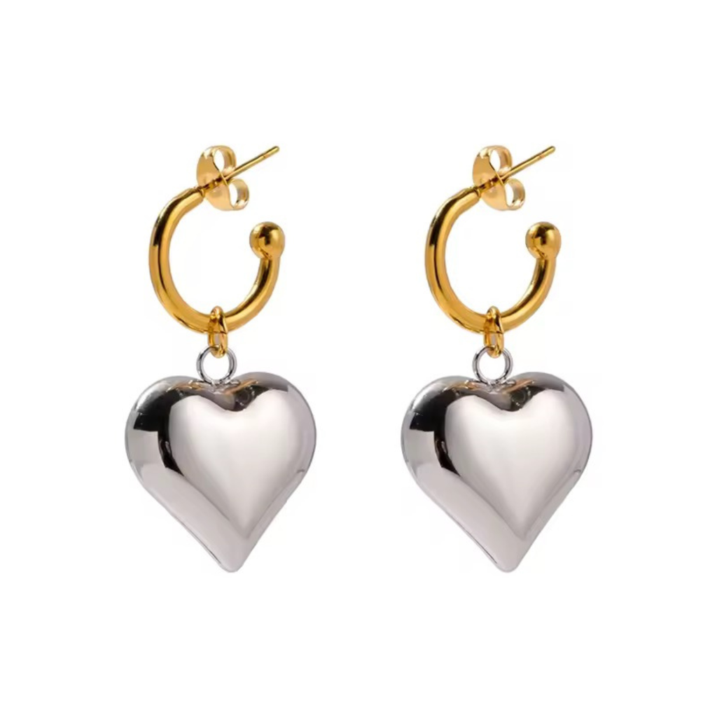 Silver Ć Gold Heart Earrings