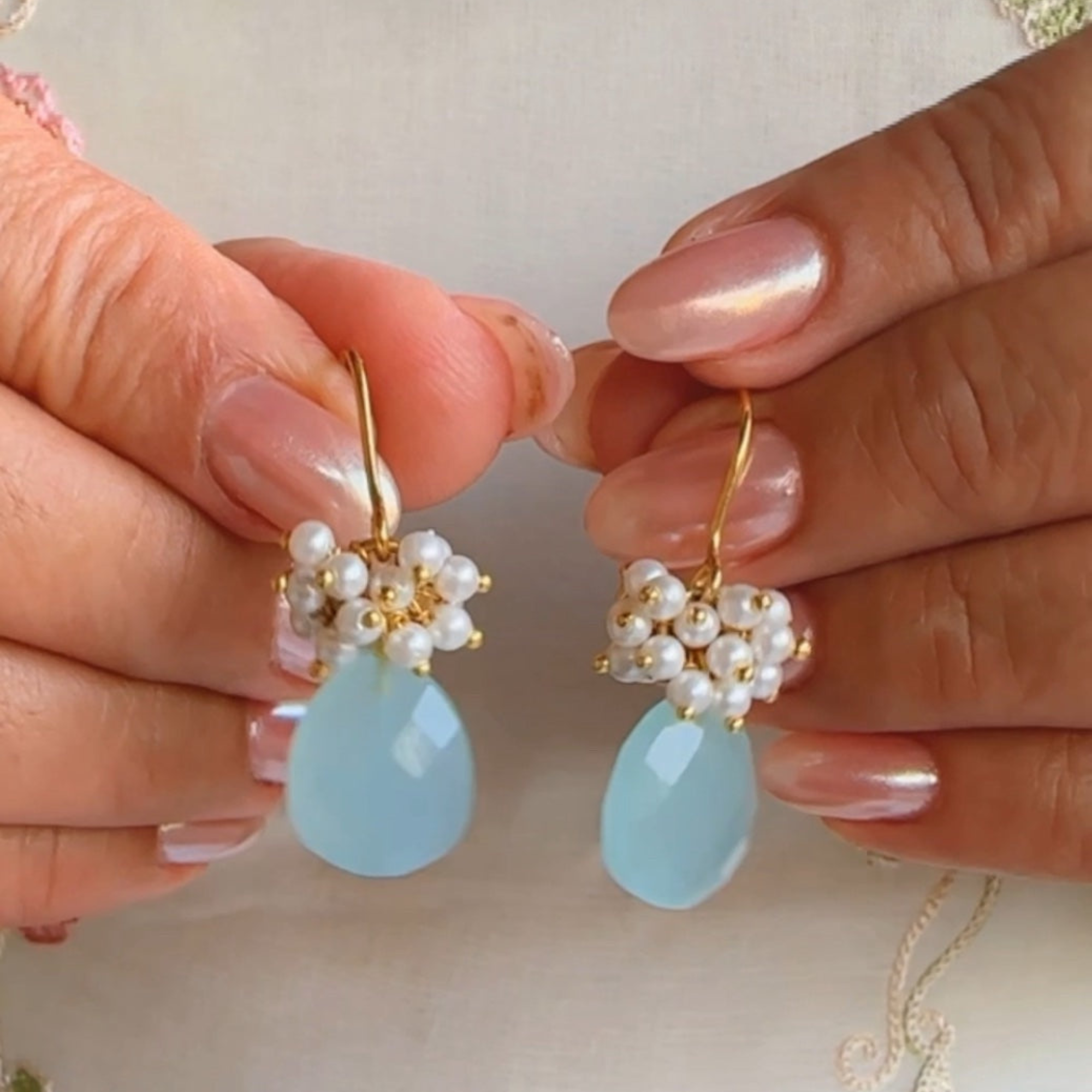 Samira Blue stone Brass Earrings