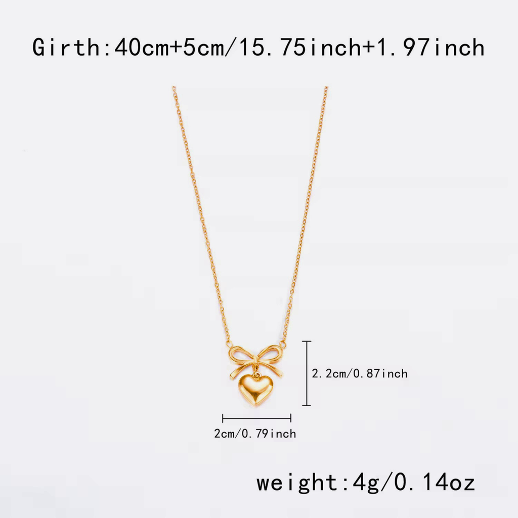 Bow Heart Necklace