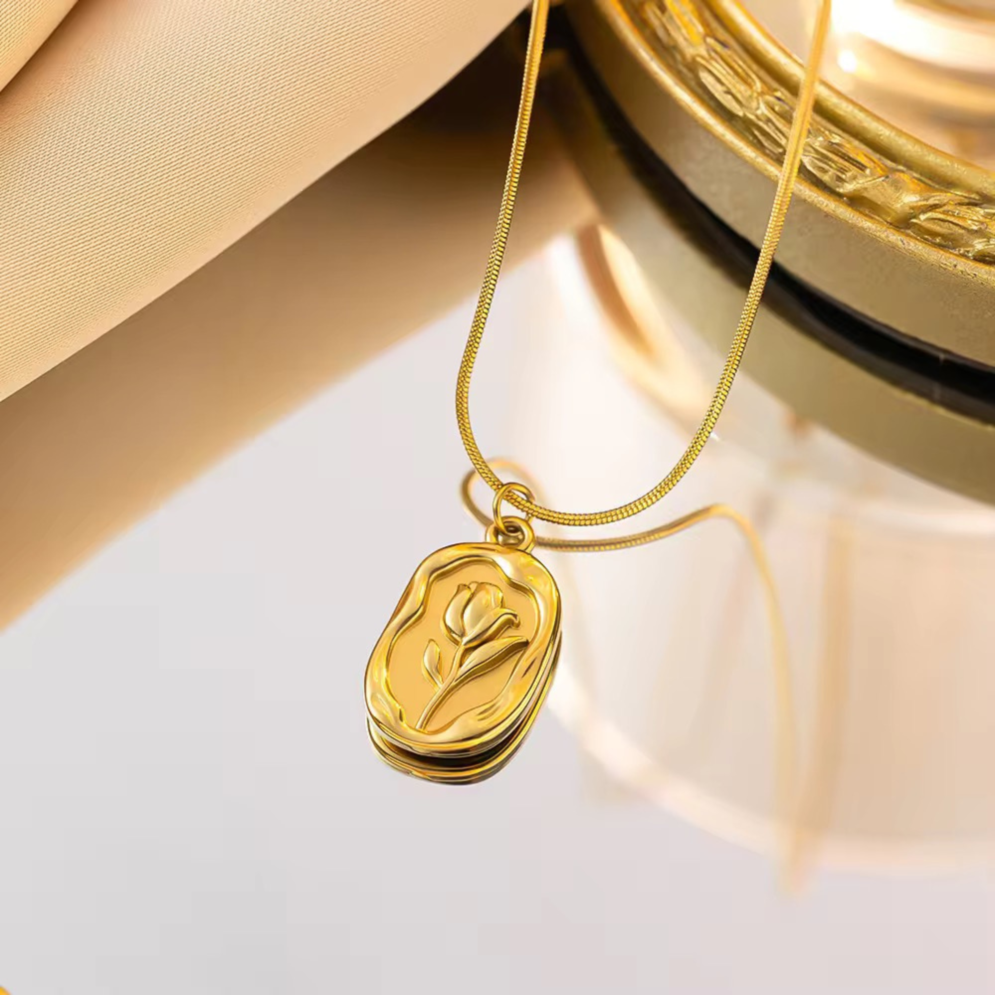 Embossed Rose Necklace