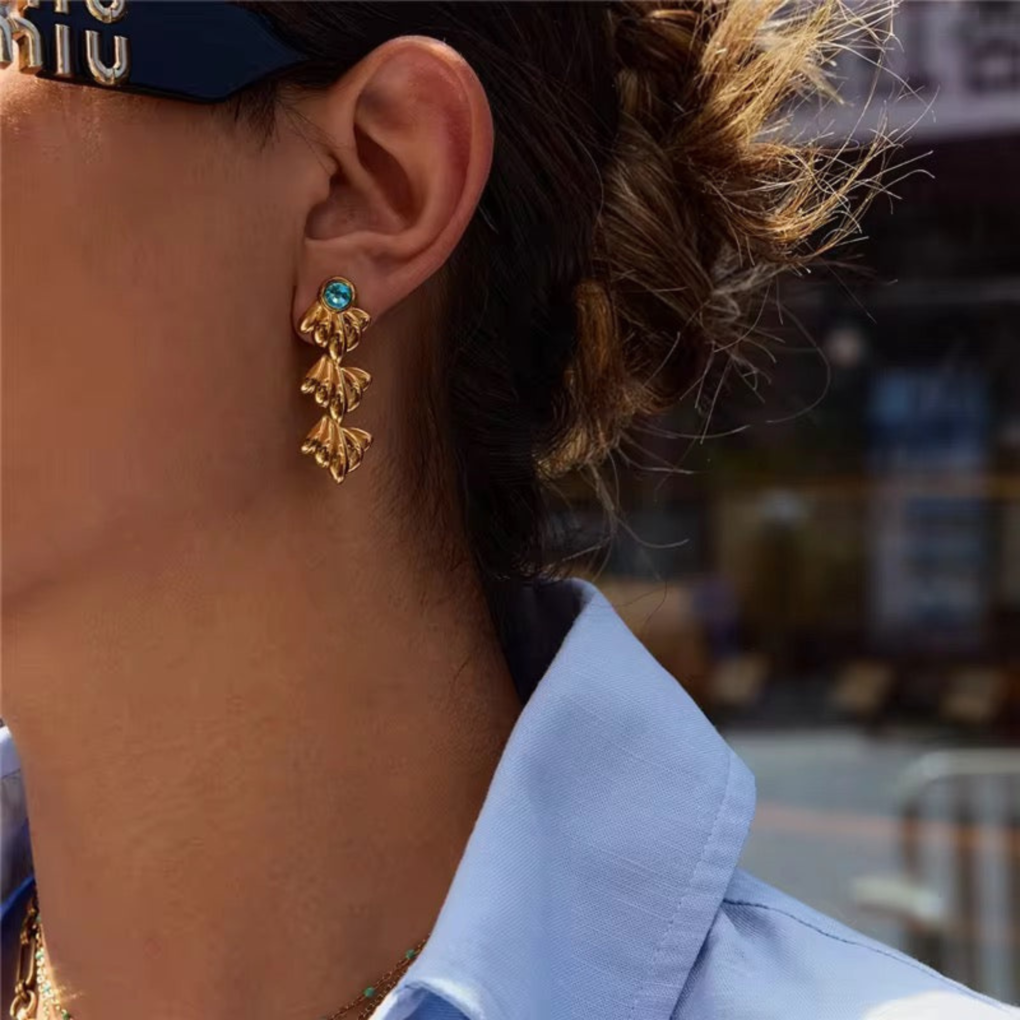 Blue Mist Drop Earrings