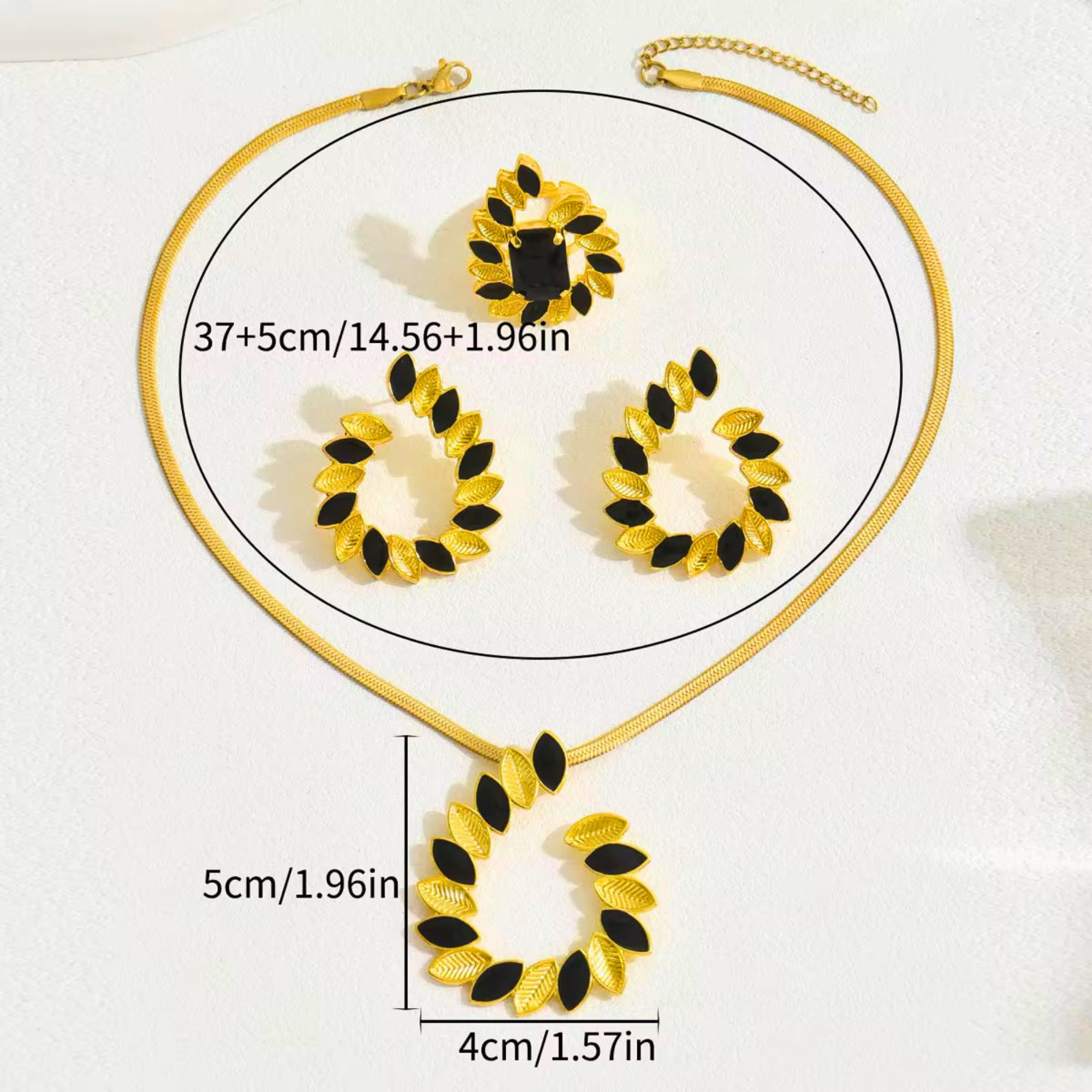 Leaf Trail Set ( Necklace + Earrings + Ring )