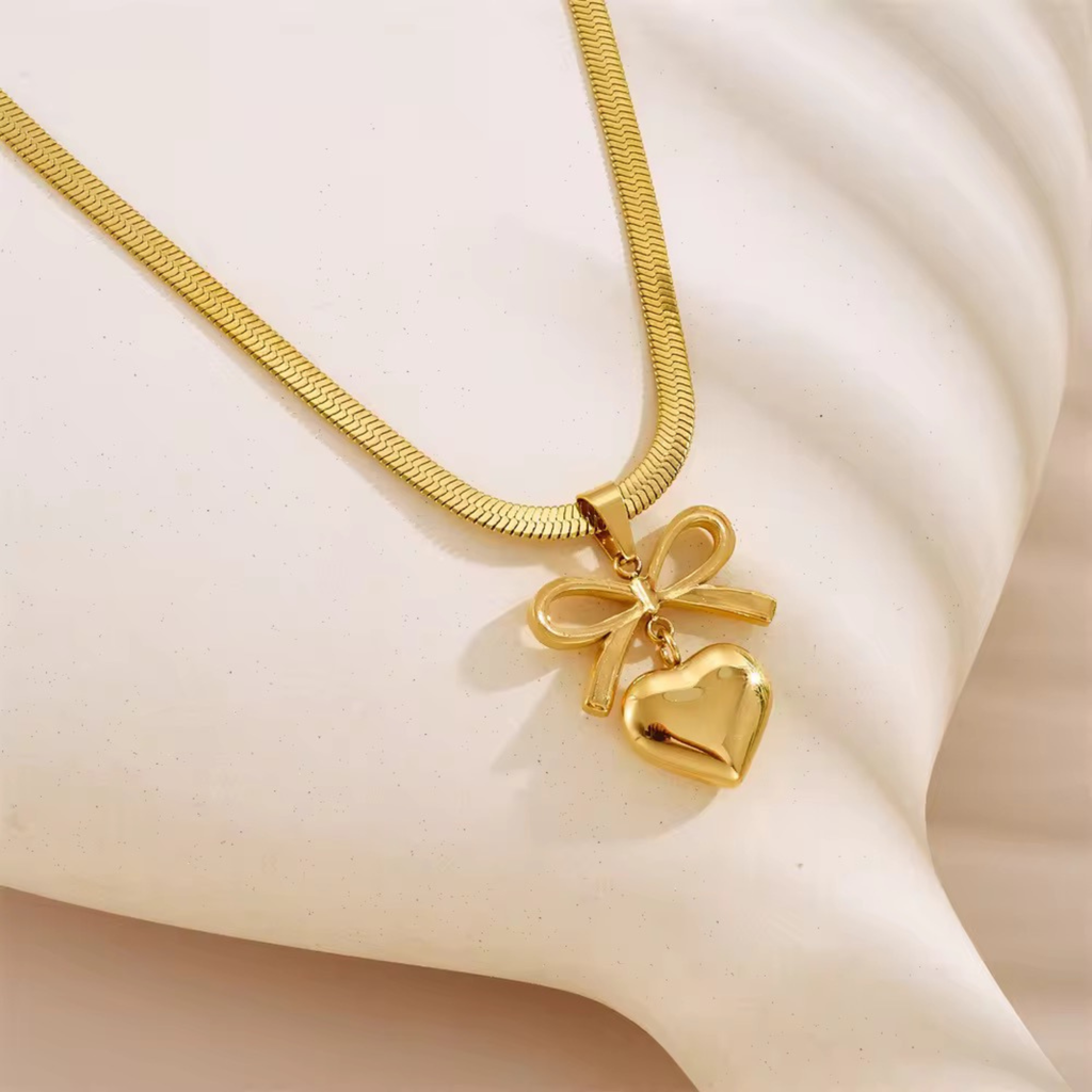 Bow Heart Necklace