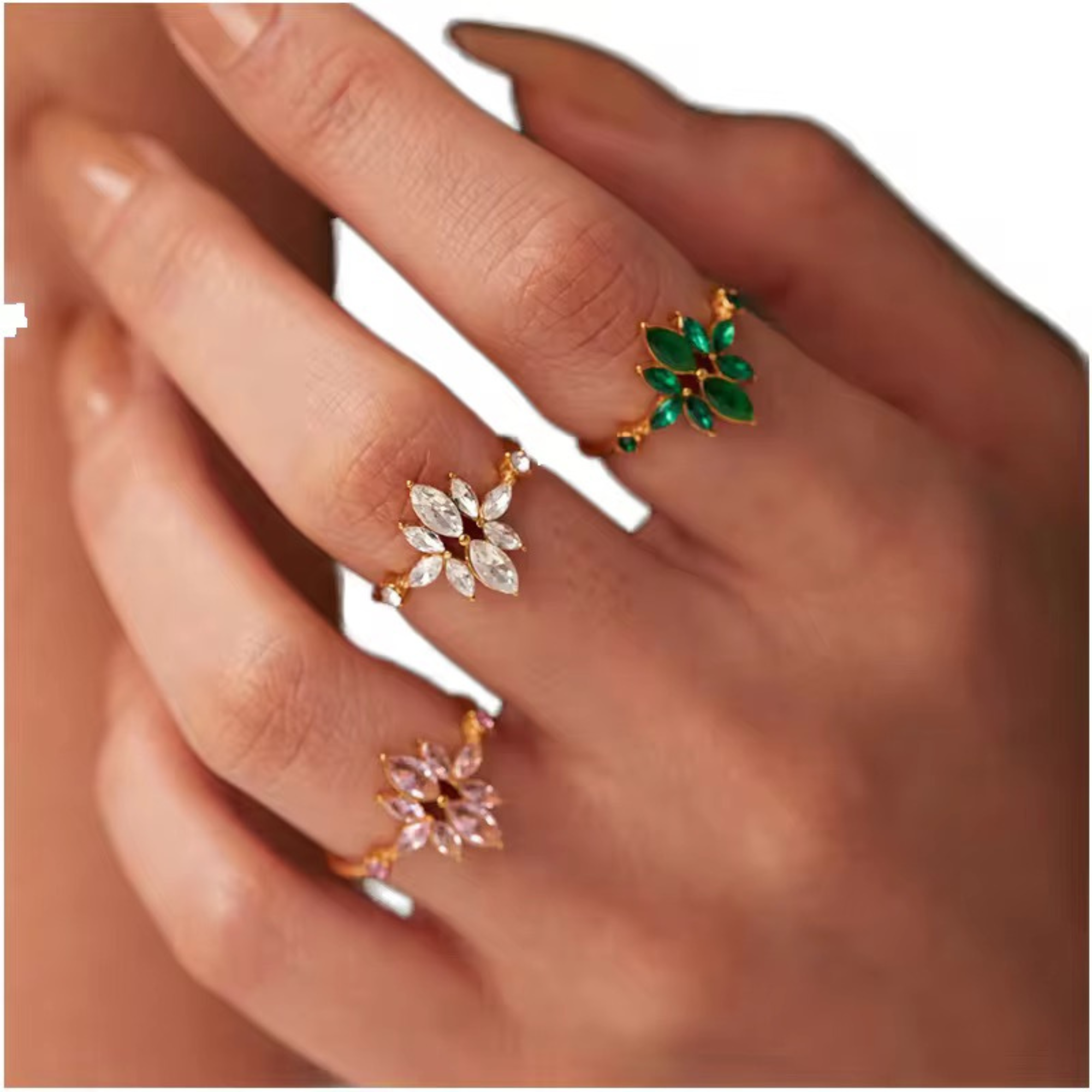 Autumn Floral Zircon Ring