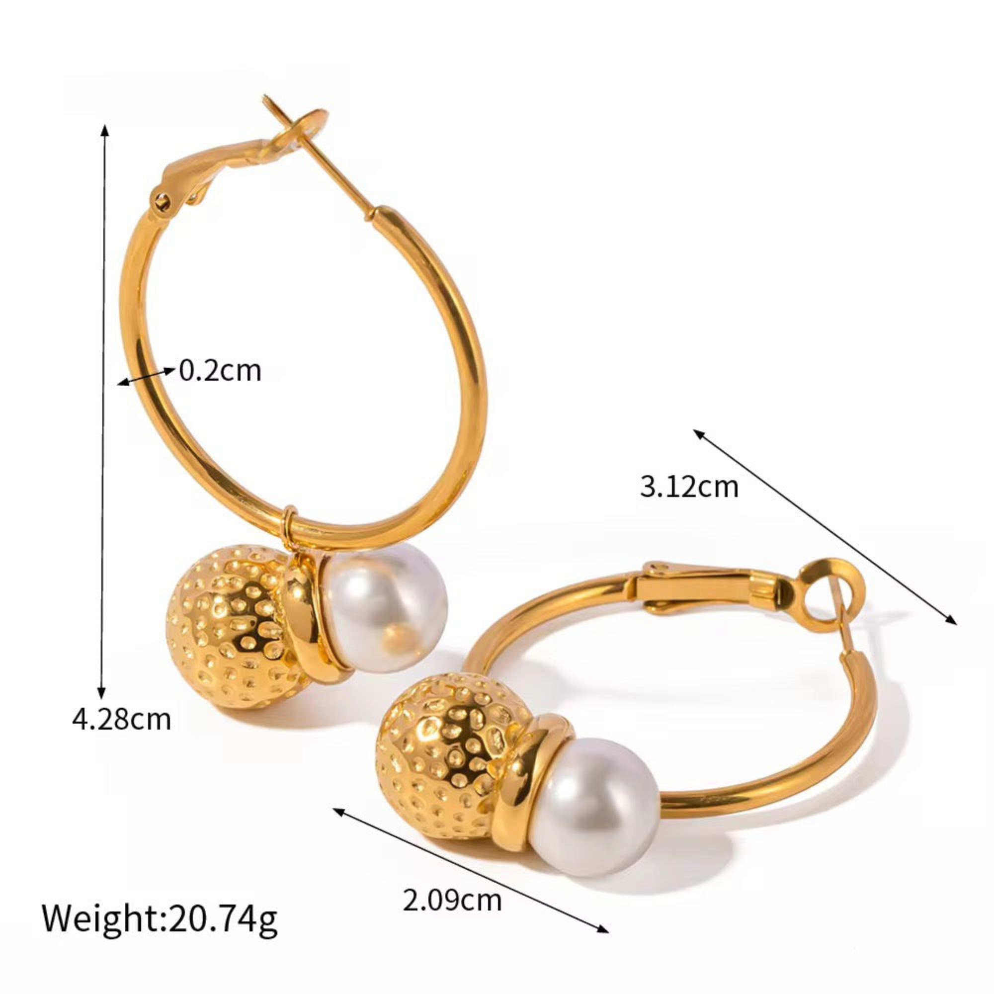Pearl Hammered Hoops