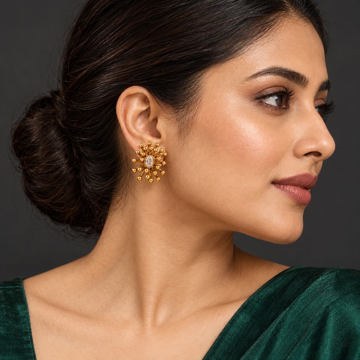 Sun Flare Gold Plated Luxury Earrings
