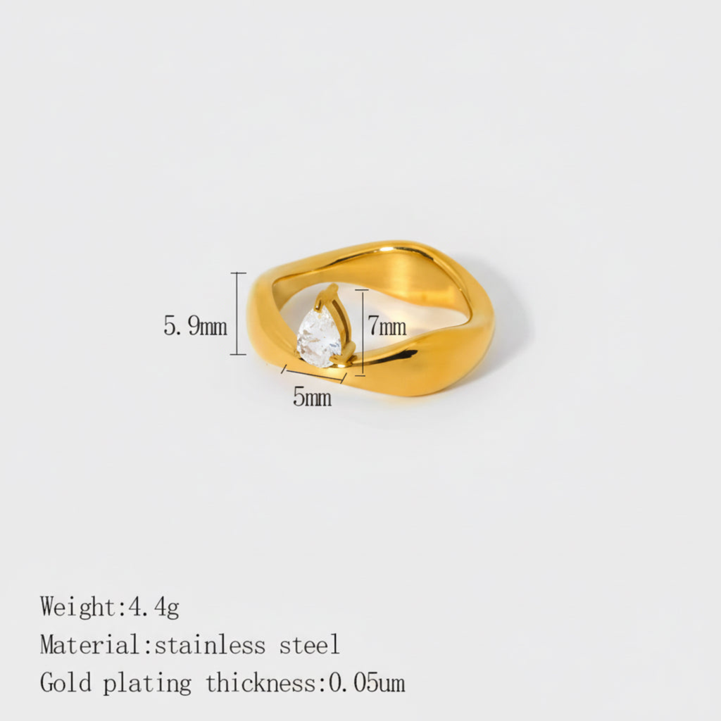 Aurora Tear Drop ring